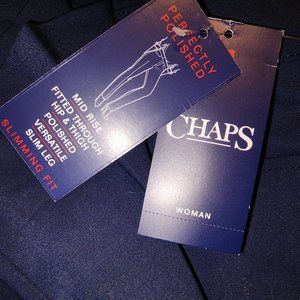 Chaps Woman "Perfectly Polished" Mid Rise Slim Leg Navy Pants NWT Size 20 (42)